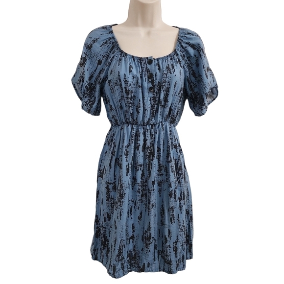 EVERLY Blue Abstract Print Dress Size S - Picture 1 of 8